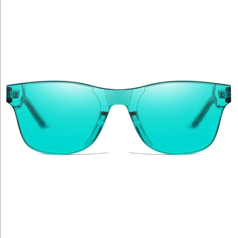 Rimless Wayfarer Sunglasses Retro Blue Classic NEW - Picture 3 of 5